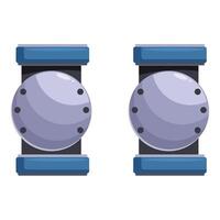 Protecting knees with a pair of futuristic metal kneepads vector
