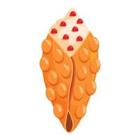 Hong kong waffle with whipped cream and red currant berries is lying on white background vector