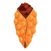 Bubble waffle with chocolate cream and chocolate pieces is waiting for you to eat it vector