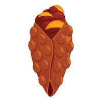 Delicious bubble waffle filled with chocolate cream and mango slices vector