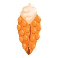 Delicious bubble waffle filled with whipped cream on white background vector