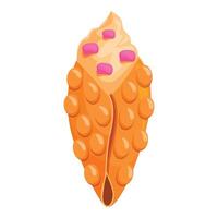 Bubble waffle filled with cream and topped with marshmallows vector