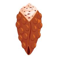 Bubble waffle with cream filling and chocolate sprinkles is waiting to be eaten vector