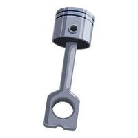 Silver piston connecting rod hanging on white background vector
