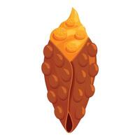 Appetizing hong kong waffle with mango cream and orange slices is waiting to be eaten vector