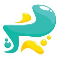 Abstract composition of turquoise and yellow blobs forming a dynamic shape vector
