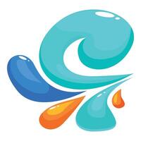 Colorful water drops forming a splashing wave vector