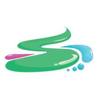 Colorful liquid stream flowing with drops splashing vector