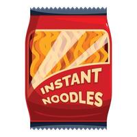 Red package of instant noodles showing its content vector