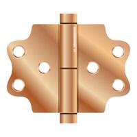 Shiny copper door hinge connecting two objects together vector