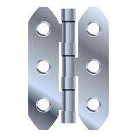 Silver door hinge connecting two parts providing functionality vector