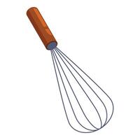 Metal whisk with wooden handle for whisking ingredients vector