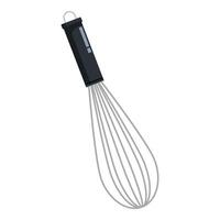 Metal whisk showing cooking utensil with black handle vector