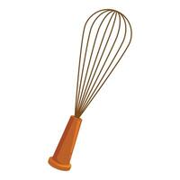 Wire whisk with wooden handle for mixing ingredients vector