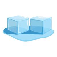 Two melting ice cubes creating a puddle of water vector