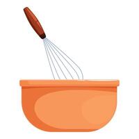 Whisk resting in orange mixing bowl for baking vector