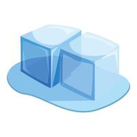 Two ice cubes melting on a blue surface vector