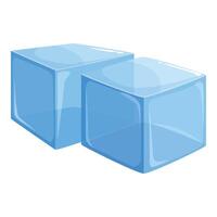 Two translucent ice cubes melting on white background vector
