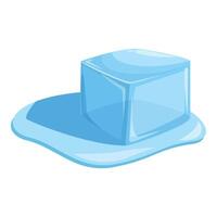 Melting ice cube creating a puddle of water vector