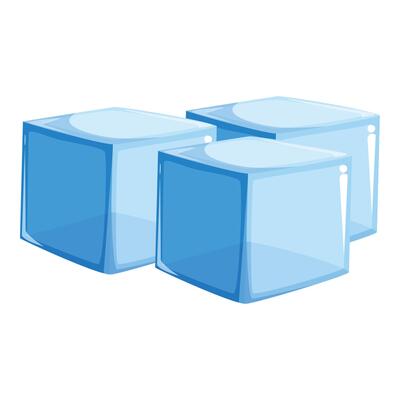 Three cartoon ice cubes melting slowly