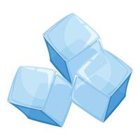 Three realistic translucent ice cubes falling down vector