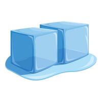 Two cartoon ice cubes melting on a white background vector