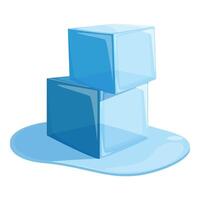 Two ice cubes melting on a white background vector