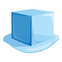 Blue ice cube melting on white background vector