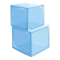 Two semitransparent light blue ice cubes are standing on top of each other vector