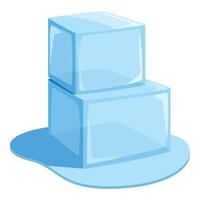 Two melting ice cubes leaving a puddle of water vector