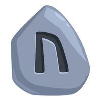 Grey stone with n rune symbol carved on it vector