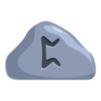 Grey stone with engraved rune algiz showing protection vector