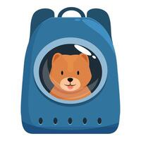 Brown bear sitting in space carrier backpack vector