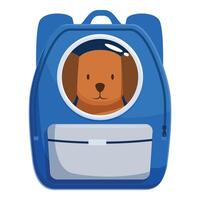 Dog astronaut looking out of spaceship window backpack vector