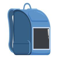 Blue school backpack with electronic display for advertising is standing on white background vector