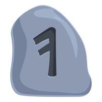 Ancient rune stone showing fehu symbol of wealth vector