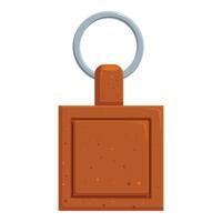 Square leather keychain hanging on white background vector