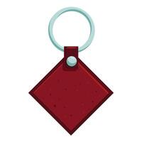 Red leather keychain with metallic ring is hanging vector