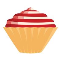 Delicious cupcake with red and white frosting on top vector
