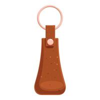Brown leather keychain with metal ring for key holding vector
