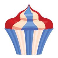 Delicious cupcake decorated with red white and blue icing for the 4th of july vector