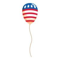 Single american flag balloon floating with wavy string vector