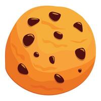 Round chocolate chip cookie baking on white background vector