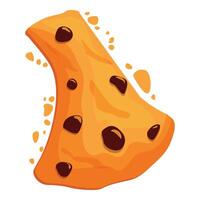 Tasty cookie chip falling with crumbs flying out vector