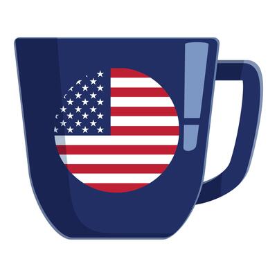 Blue mug featuring american flag design for patriotic drink