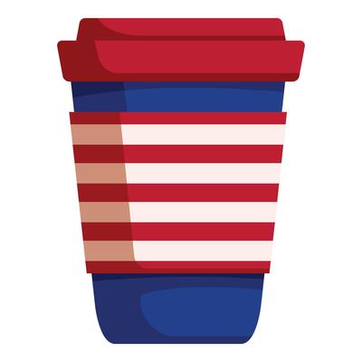 Disposable coffee cup showing american pride with flag design