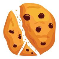 Chocolate chip cookie crumbling into pieces vector
