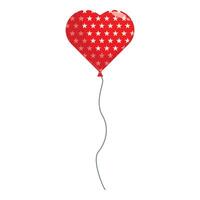 Red heart shaped balloon floating with white stars pattern vector