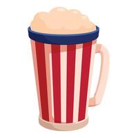 Big plastic cup with handle holding root beer float with foam overflowing top vector