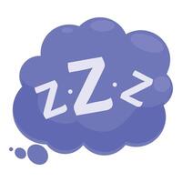 Blue thought bubble showing zzz symbol for sleeping vector